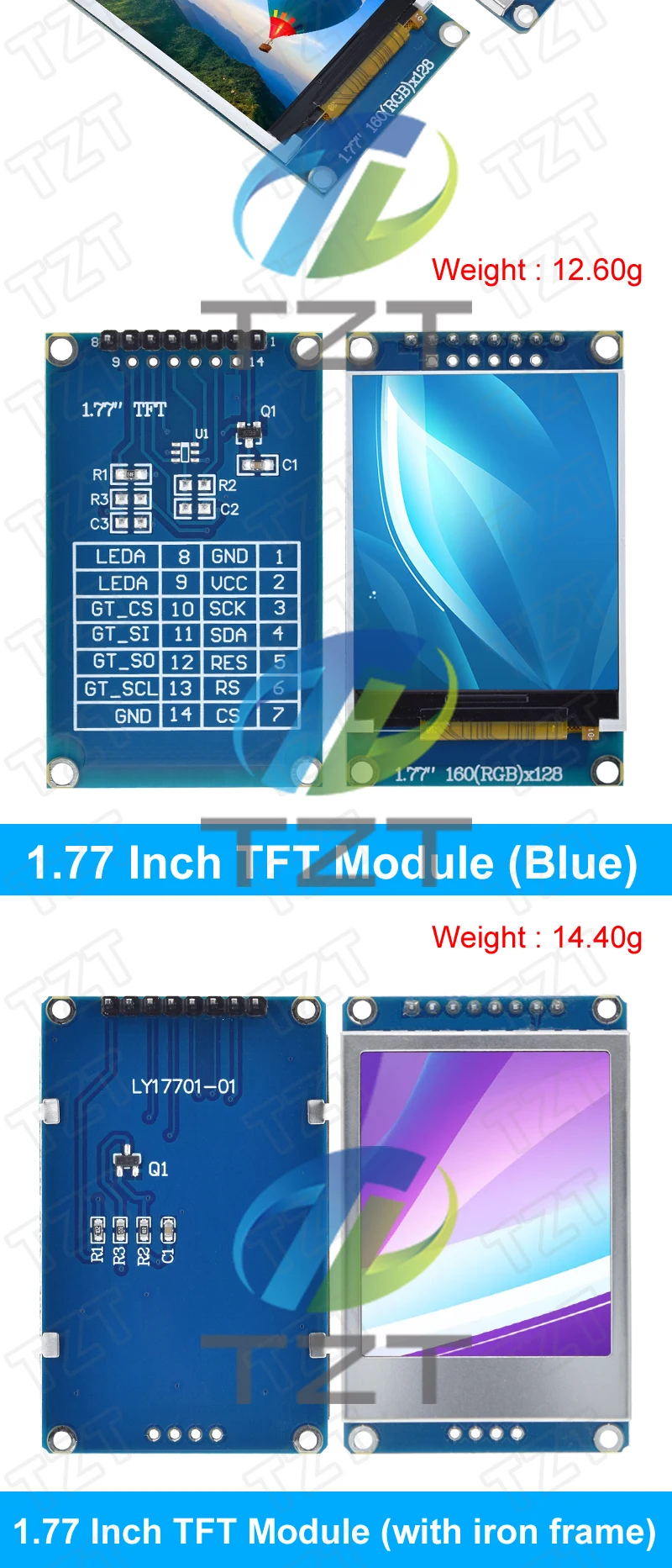 TZT 1/3 stücke 1,77 zoll TFT LCD Bildschirm 128*160 1,77 TFTSPI TFT Farbe Bildschirm Modul Serielle Port modul Für Arduino UNO R3 – Detail 5