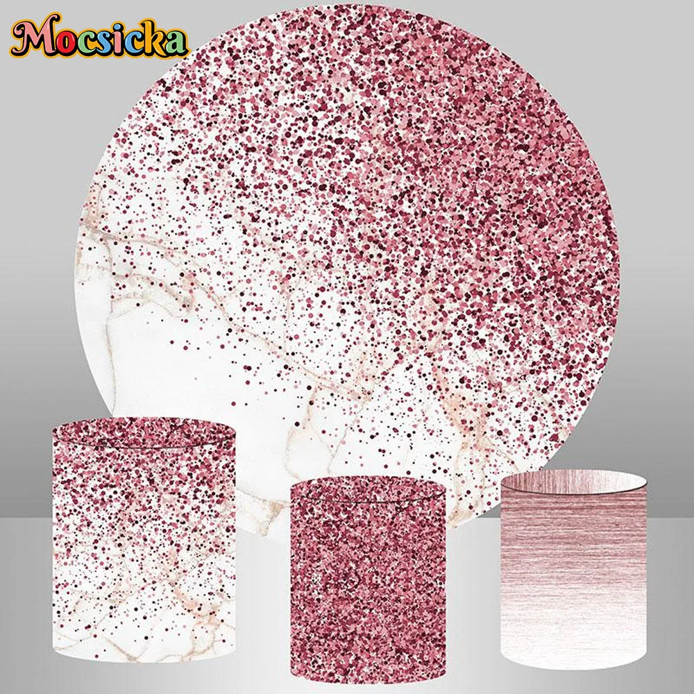 

Mocsicka Backdrop Circle Decor Kids Girl 1st Birthday Party Photography Background Baby Show Custom Made Cylinder Cover Props