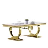 White and Gold Rectangle Living Room Tea Table, Elegant Coffee Tables for Living Room, Coffee table 3