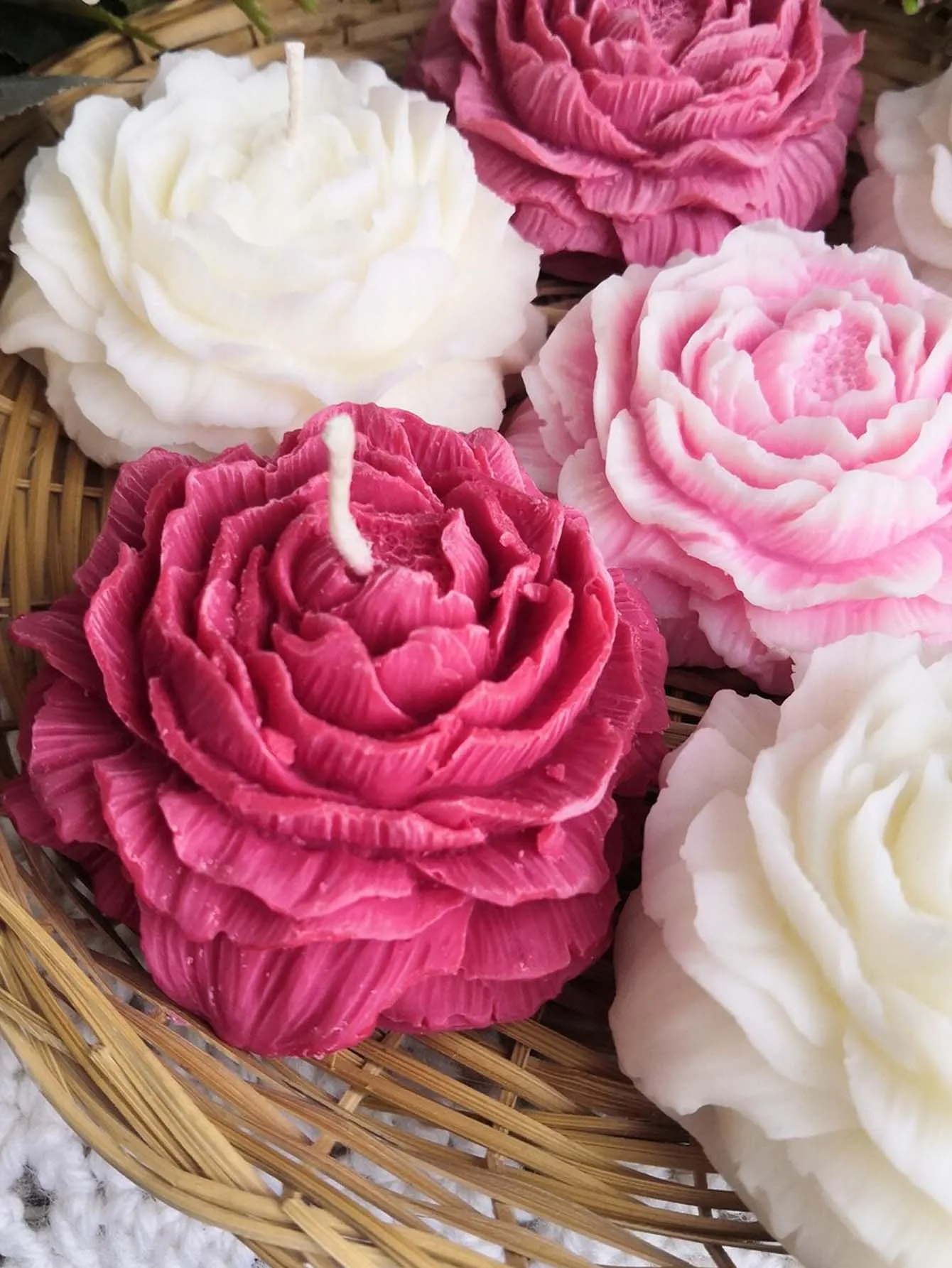 Candle mold 1PC 3D Peony Flower Silicone Mold Mother's Day Candle Soap Mold Beeswax Soap Mold