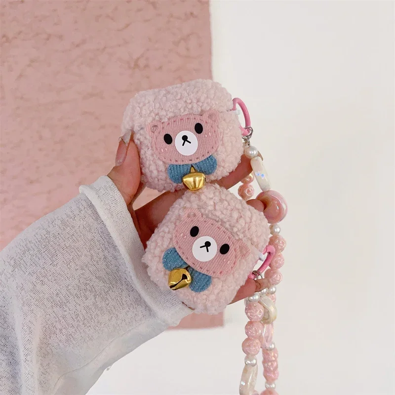 Winter Soft Fluffy Fuzzy Warm Bear Case Per Apple Airpods 2 3 Generation Cover Per Airpods Pro 2Nd Gen Per Air Pods Protective