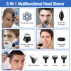 Sejoy Electric Bald Shaver for Men 7 Heads Beard Razor Hair Clipper Facial Cleaner Massager Nose Trimmer IPX7 Fully Washable 4