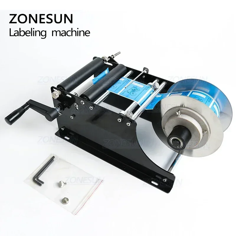 ZONESUN manual round bottle labeling machine With handle Plastic bottle Hand sanitizer can Sticker label applicator ZS-50