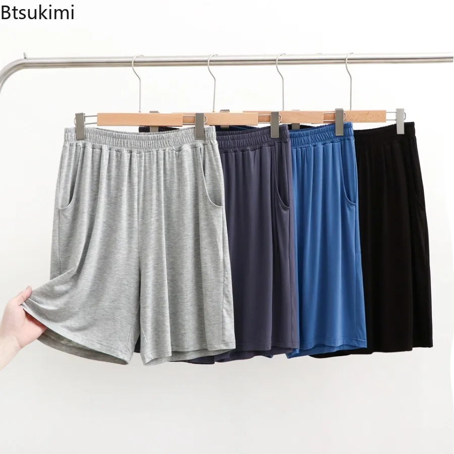 2024 Men's Summer Casual Shorts for HomeWear Shorts Sleep Bottoms Male Soft Modal Trousers Oversized Thin Stretch Loose Shorts 105kg men s modal sleep bottoms casual comfortable loose men boxer shorts sleepwear male elastic summer homewear sleep pants