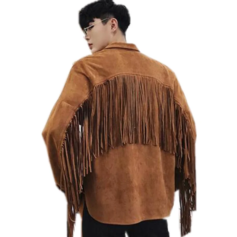 

Spring New Men's Tassel Design Punk Hip Hop Jacket Male Casual Streetwear Hip Hop Street Style Coat Men Clothing