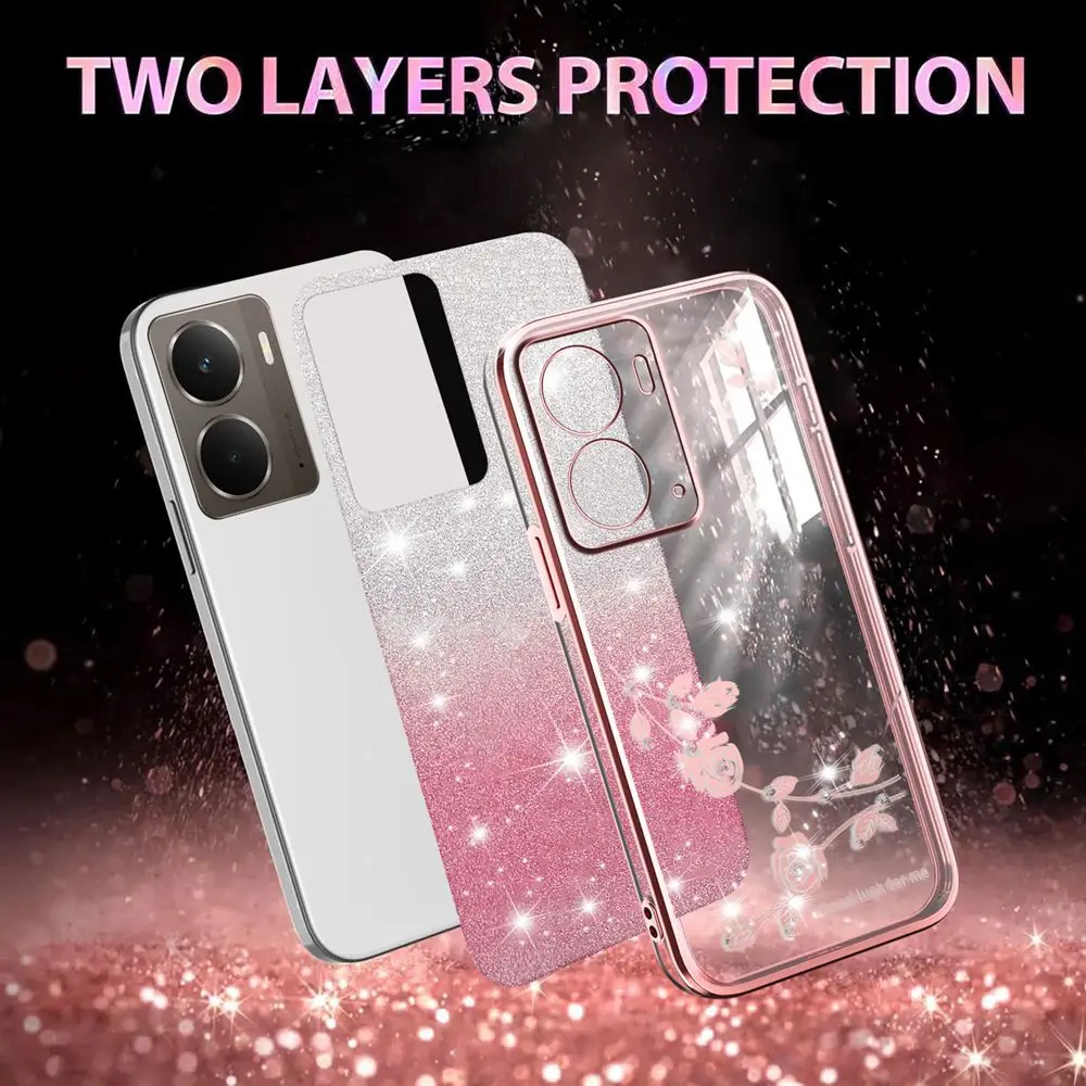 Glitter Rhinestone Shiny Phone Case with Edge Protection