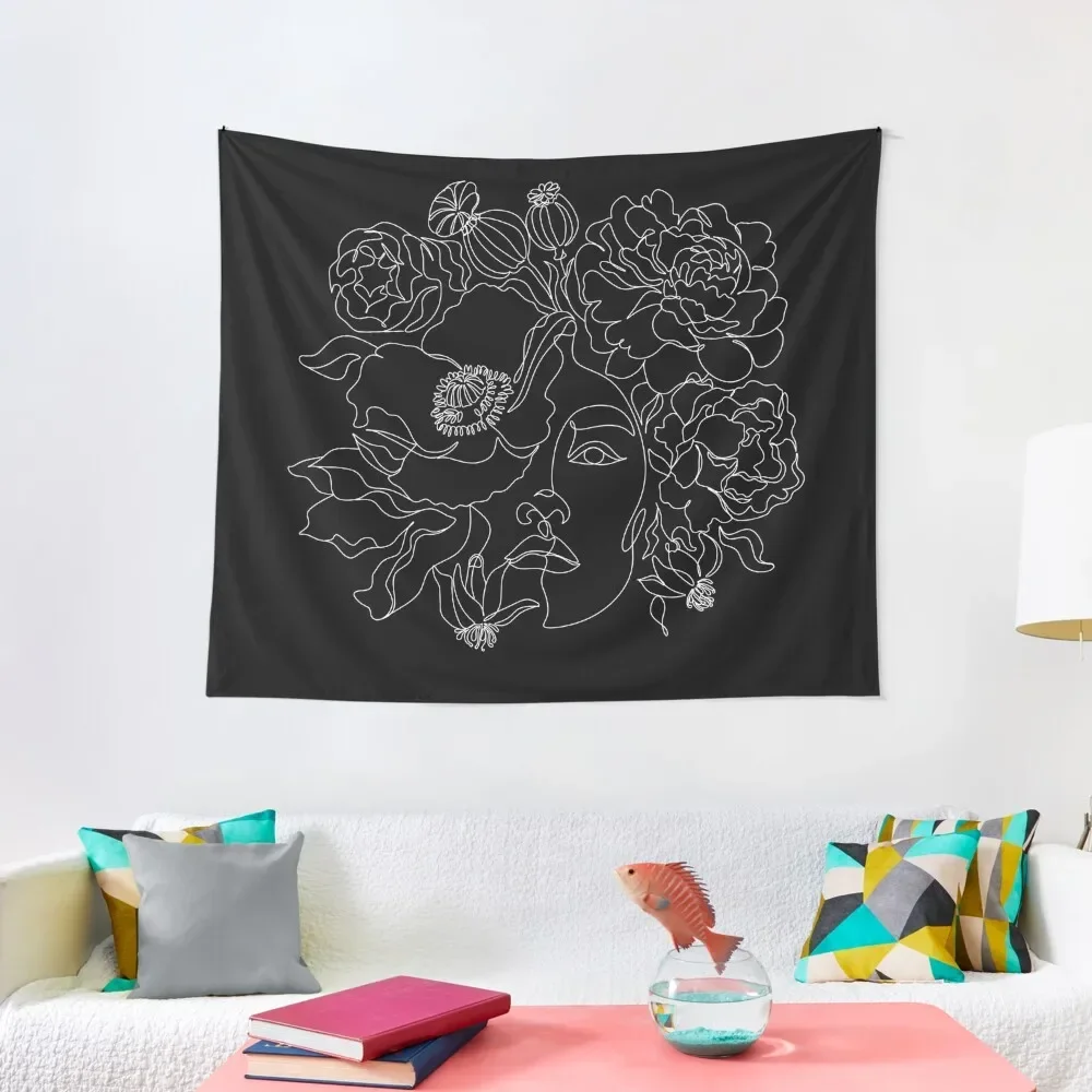 

Woman Line Art Print | Woman Line Drawing single wall art Woman Illustration Fine Poster Black W Tapestry
