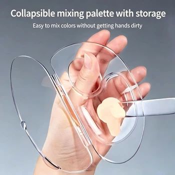 Tavolozza per fondotinta liquido pieghevole Kit di strumenti per trucco acrilico Set di aste per crema per miscelazione Tavolozza per test di stoccaggio Accessori per bellezza cosmetica