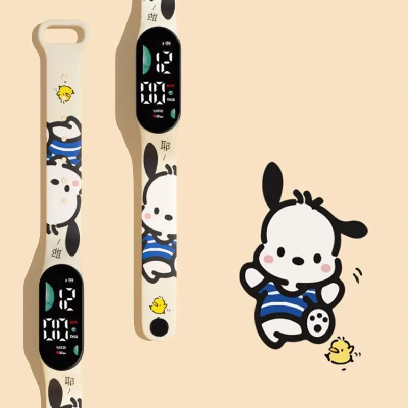 

Мультяшные наручные часы Sanrio понравико Kawaii светодиодный экран силикагелевые часы ремешок водонепроницаемые спортивные наручные часы детские подарки