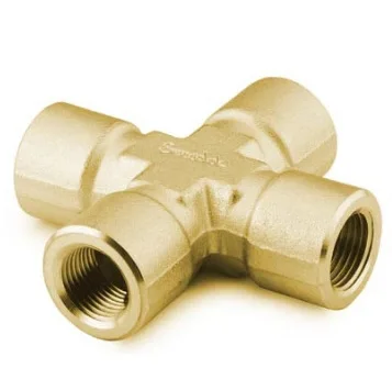 

B-4-CS Brass Threaded Pipe Joint, Four-way Joint, 1/4 in. NPT Internal Thread