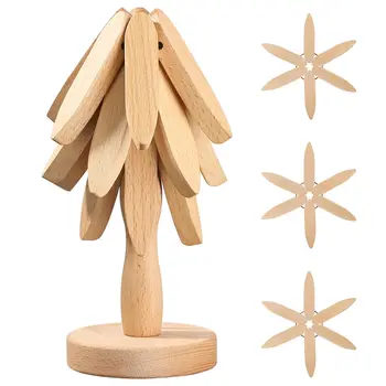 4 pezzi di design ad albero, sottopentola in legno, decorativi, antiscottatura, resistenti al calore, sottobicchiere, tovagliette in legno 1