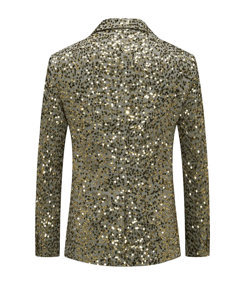 2023 New Sparkly Men's Suit Jacket Single Breasted Sequins Patchwork Silver Gold Male Clothing Stage Singer Nightclub Man Blazer