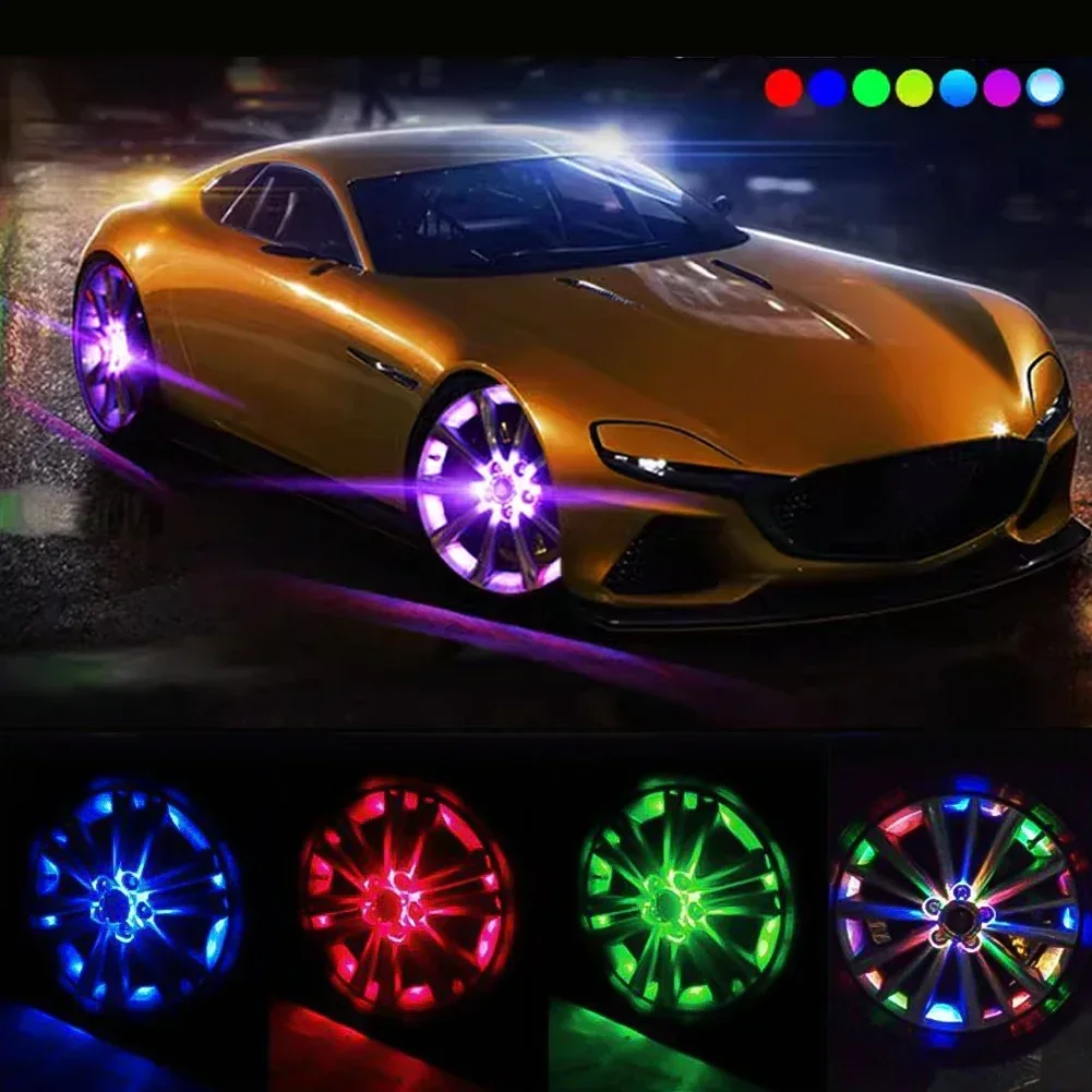 Solar Energy Flash LED Light Car Wheel Light Tyre Valve Car Motorcycle Tire Colorful Modes Light Wheel Lamp Car Accessories
