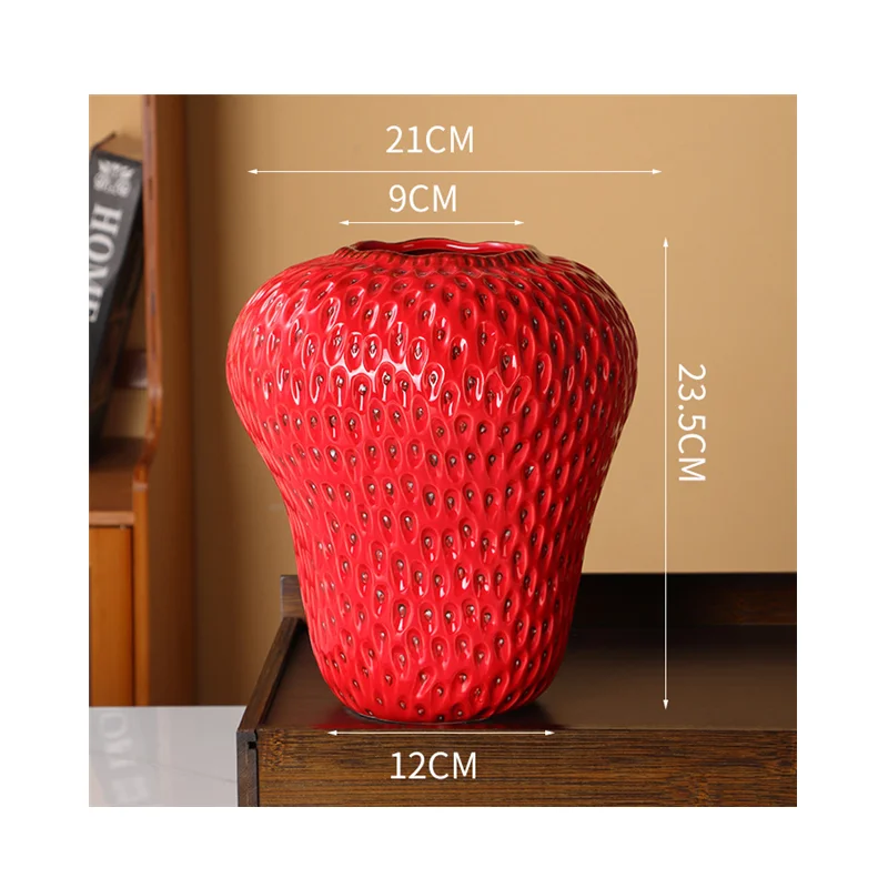 Cartoon Strawberry Vase Ceramic Vase Children's Room Artifact Floral Accessories Fruit Pot Flowerpot Home Decoration Accessories 5