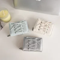 Portefeuille à nœud de Style coréen Simple, pochette courte Ultra fine pour cartes, fermeture éclair multifonction, porte-cartes en cuir PU, porte-monnaie de voyage 1