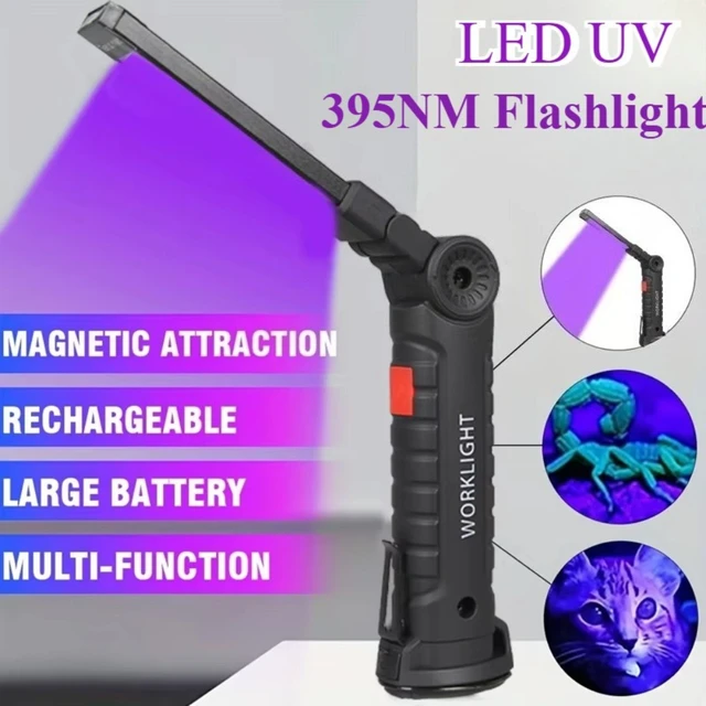 ไฟฉาย 395NM UV LED แบบพกพาโคมไฟอัลตราไวโอเลต Type-C แบบชาร์จไฟได้สําหรับเล็บเจลเรซิ่น Cure สัตว์เลี้ยงคราบแมงป่องค้นหา 1