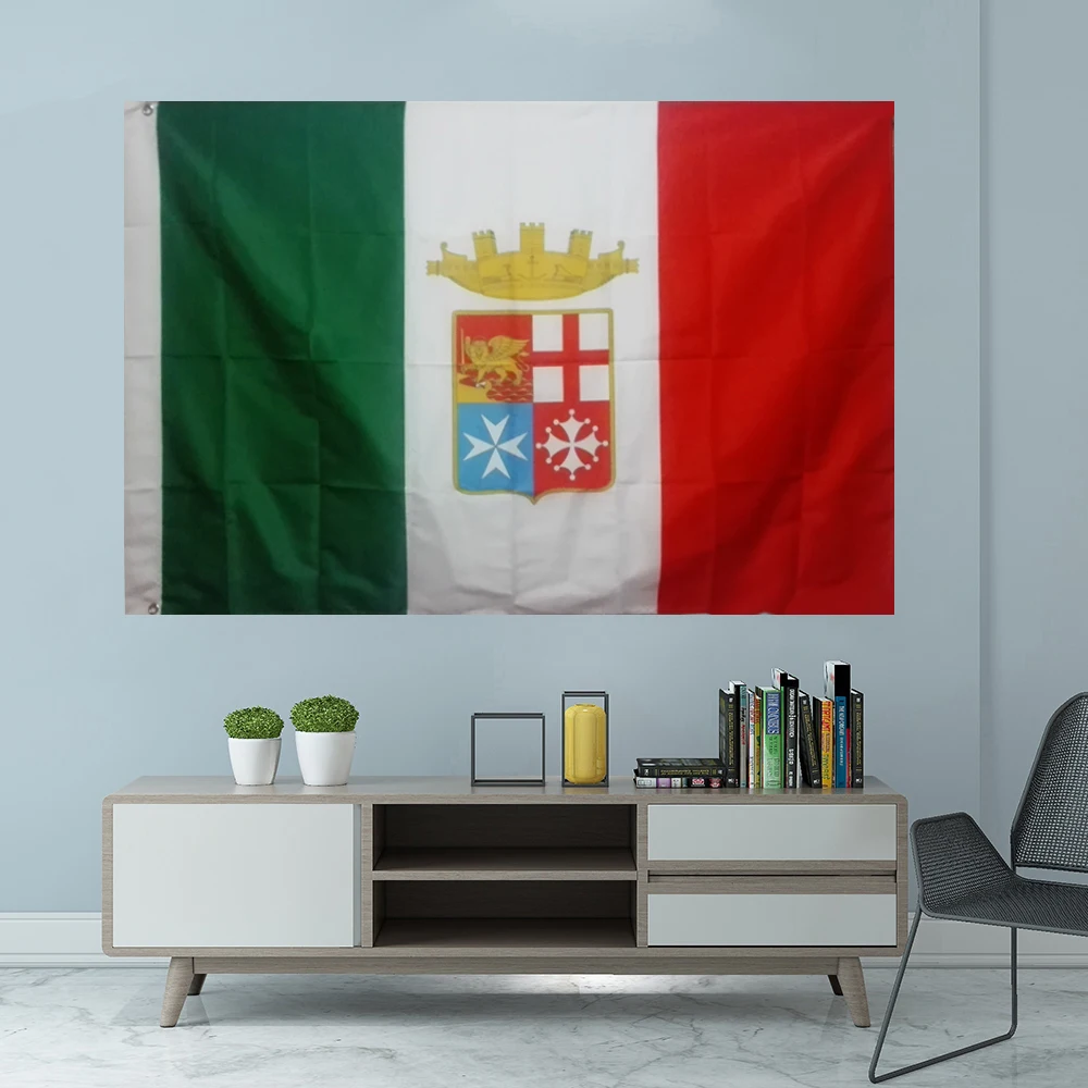 Italia Naval Ensign Flag Graphic Custom Printed Hanging Banner Decoration Sport Poliestere Shaft Cover Grommets 3 X5Ft 90 X150Cm
