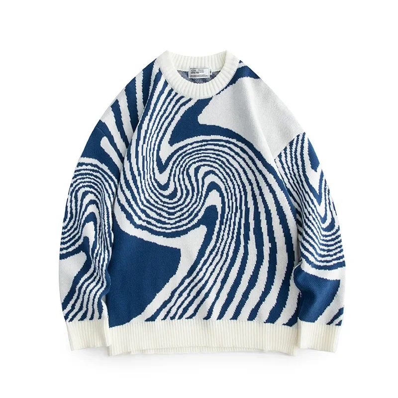 2023 New Men's Autumn Sweater Knit Geometric Ring Jacquard Knitwear Top Winter Pullover Daily Streetwear Men Women