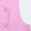 TRAF Knit Sleeveless Vest Woman Fashion Pink Knitted Cropped Vest Female 2024 Double Breasted Summer Top New In Short Coats 5