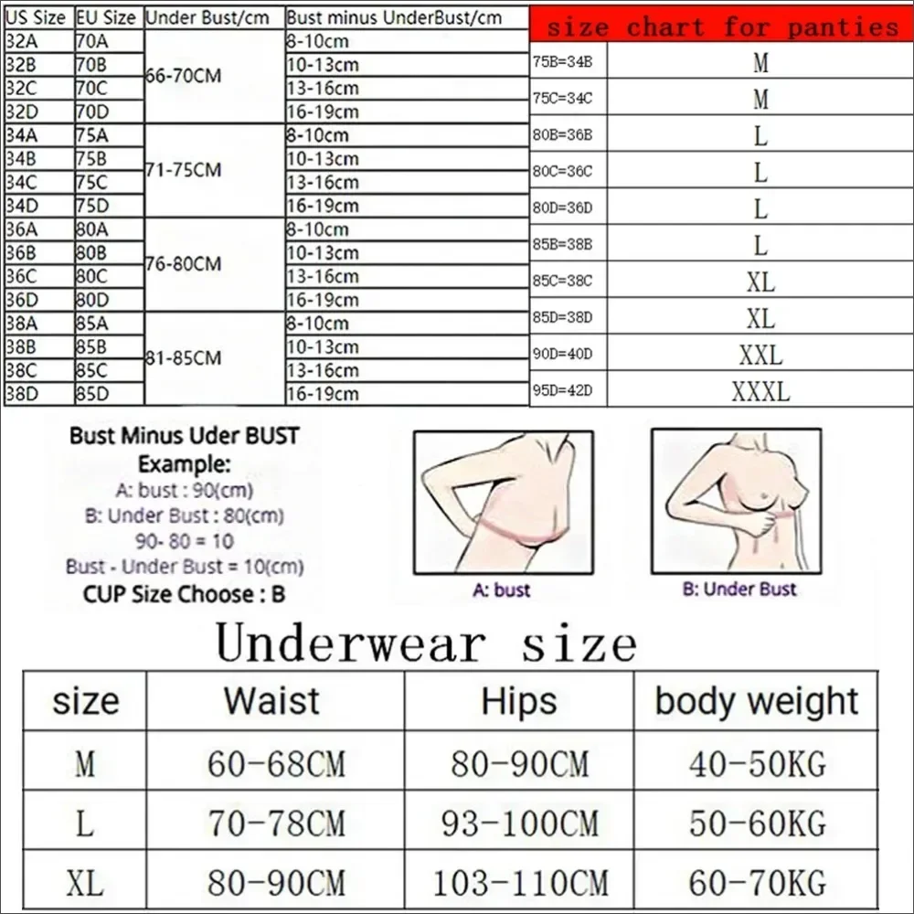 Description Picture 2 of itemWomen's Sexy Lace Lingerie Set Trim Soft Adjustable Comfortable Seamless Shapewear Victoria's Secret Lingerie Bra and Panty Set