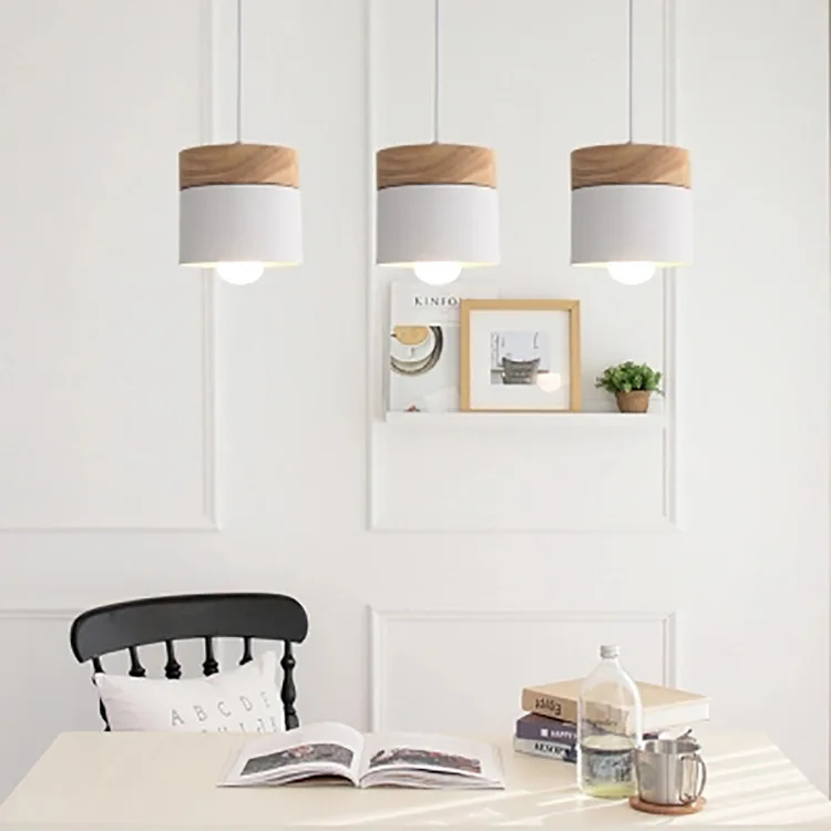 

Nordic creative restaurant lamp Macaron modern iron art corridor lamp single head white gray bedroom bedside small chandelier