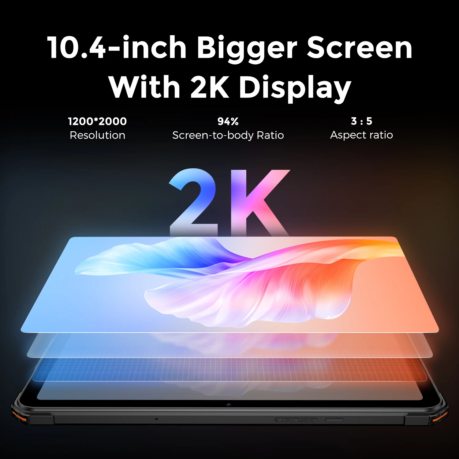 FOSSiBOT DT1 견고한 태블릿, 10.4 인치 FHD, 2K 디스플레이, 8GB, 256GB, 11000mAh, 16MP, 48MP 카메라 태블릿, 안드로이드 13, 4 가지 고해상도 스피커 패드