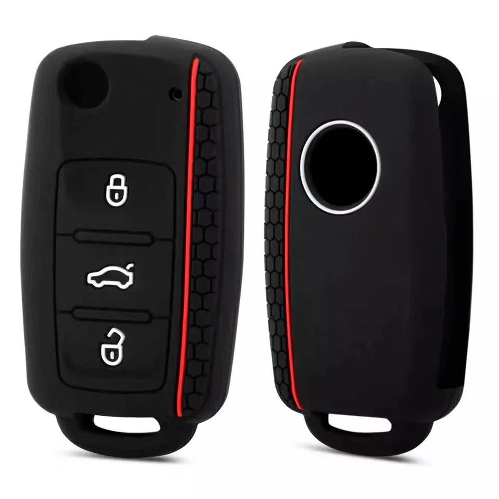 FOAMO Funda Para Llave De Coche Compatible Con VW, SEAT, SKODA, CUPRA - Funda De Silicona Para Llave - Funda Para Llave - Protección Para Llave De Coche En Negro Verde Manzana