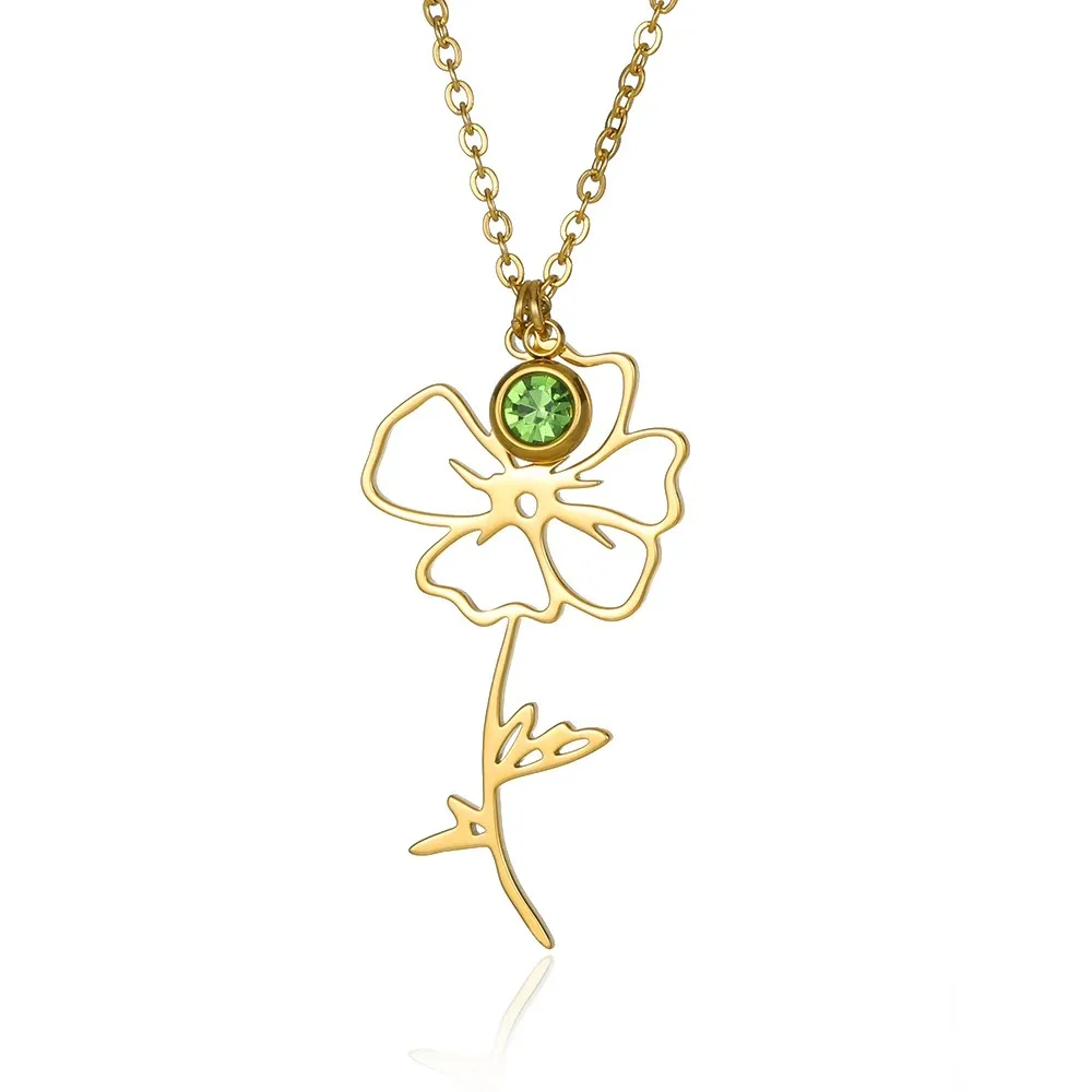 Elegant Gold Tulip Flower Pendant Necklace