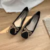 Flat Shoes Women's Spring Autumn New 2023 French Square Toe Bow Casual All-match Black Pumps Mules Ladies shoes Plus Size 43 44 4