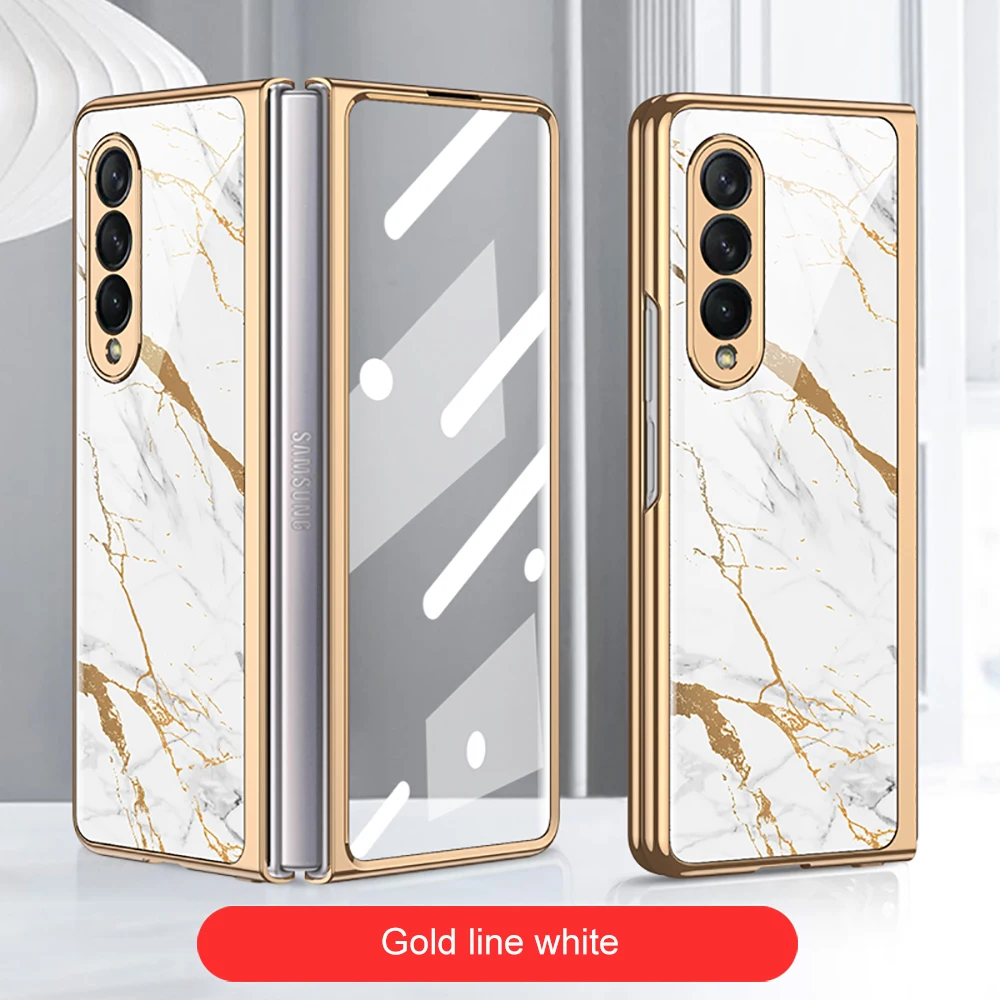 samsung silicone Sang Trọng Kính Cường Lực Dành Cho Samsung Galaxy Z Gấp 3 Ốp Lưng 5G Mạ Nhựa Khung Kính Cứng Dành Cho galaxy Z Fold3 kawaii phone case samsung