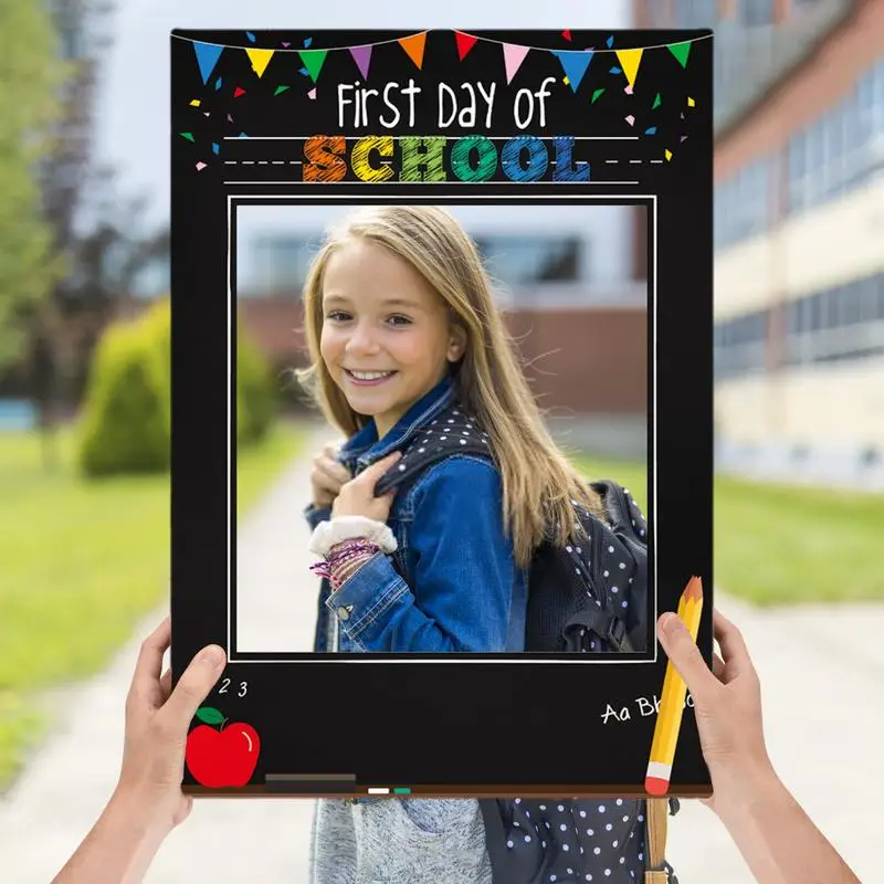 Photo Frame Decoração para Meninos e Meninas Pré-Escolares, Primeiro Dia de Escola, Selfie, Fotografia, Material para Festa