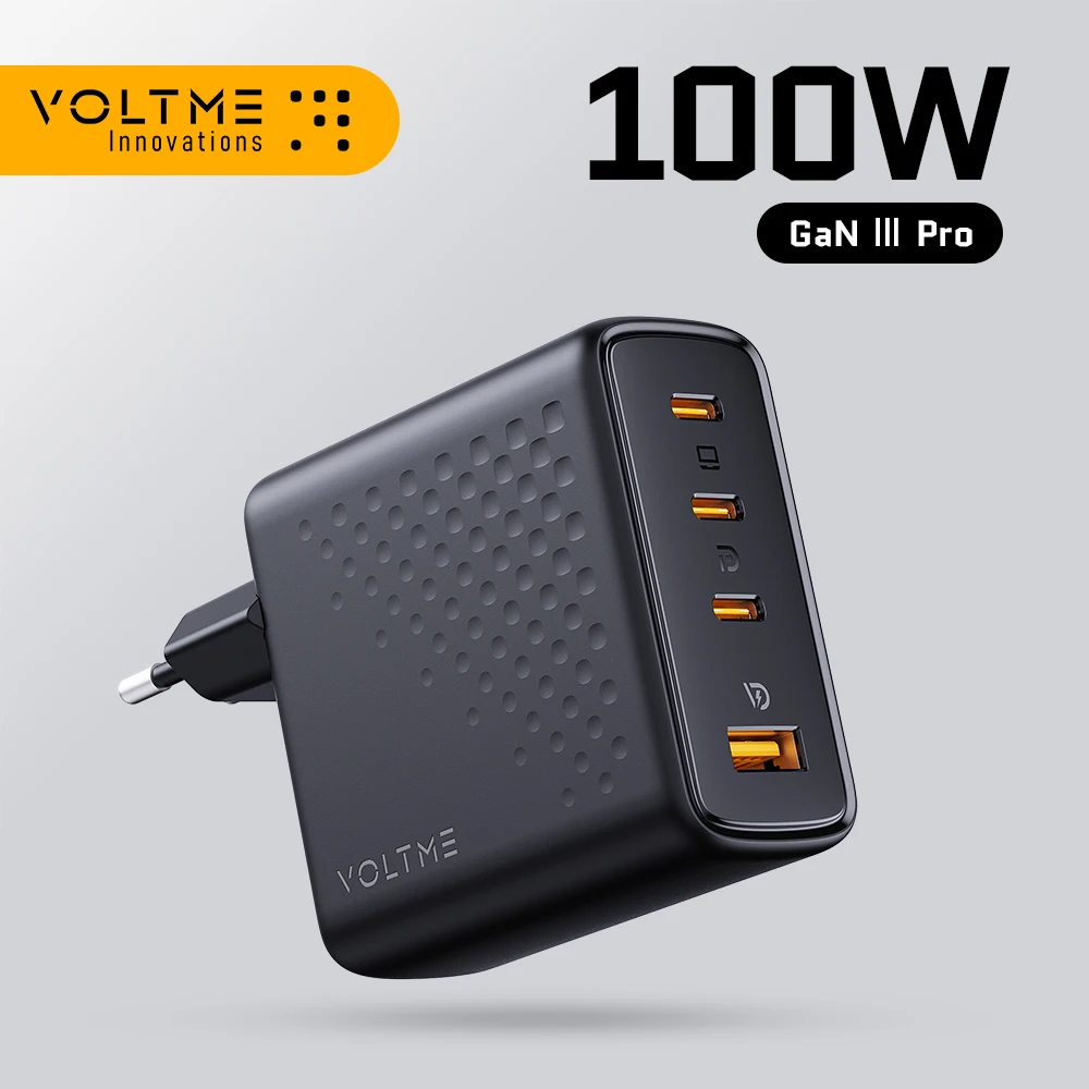VOLTME 100W Pro GaN USB Charger PD QC Fast Charging Power Adapter tablet Fast Charging for MacBook iPad iPhone 15 Galaxy S23