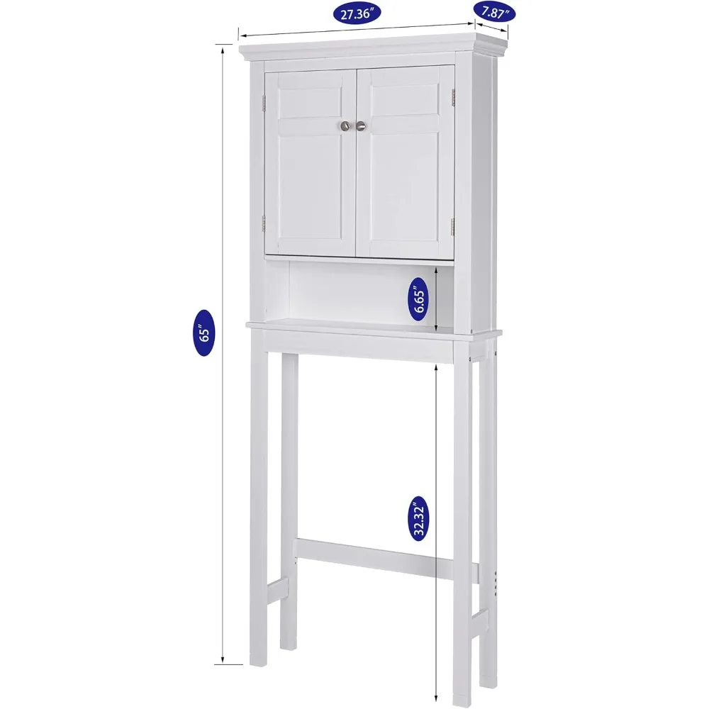 Over The Toilet Storage Cabinet, Bathroom Shelf Over The Toilet, Over Toilet Bathroom Organizer (White) 2