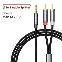 Premium Toocki Hi - Fi 3.5mm to RCA Audio Cable for Enhanced Sound Quality (Grey)
