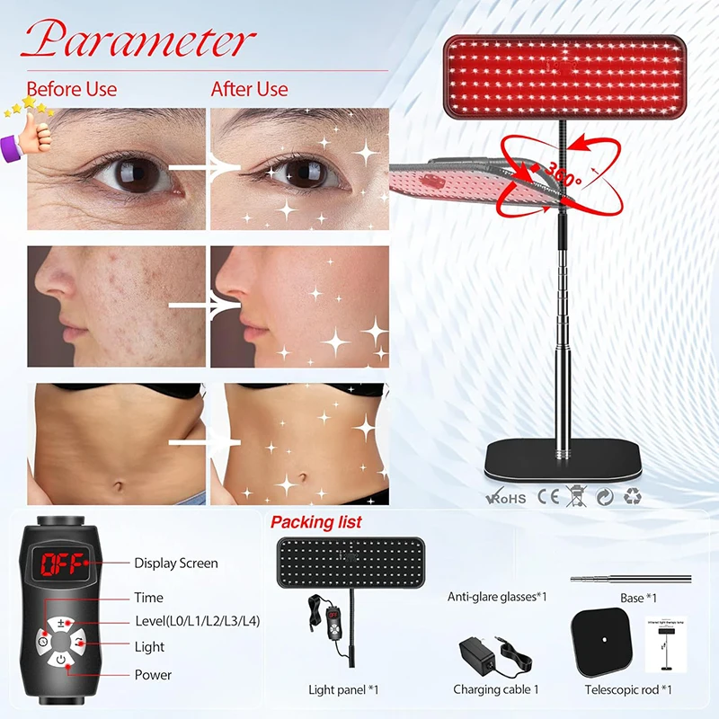 LED Red Light Therapy Panel Lamp for Facial Anti Aging Skin Care Beauty 216 LEDs Light Body Pain Relief Physical Therapy Tools