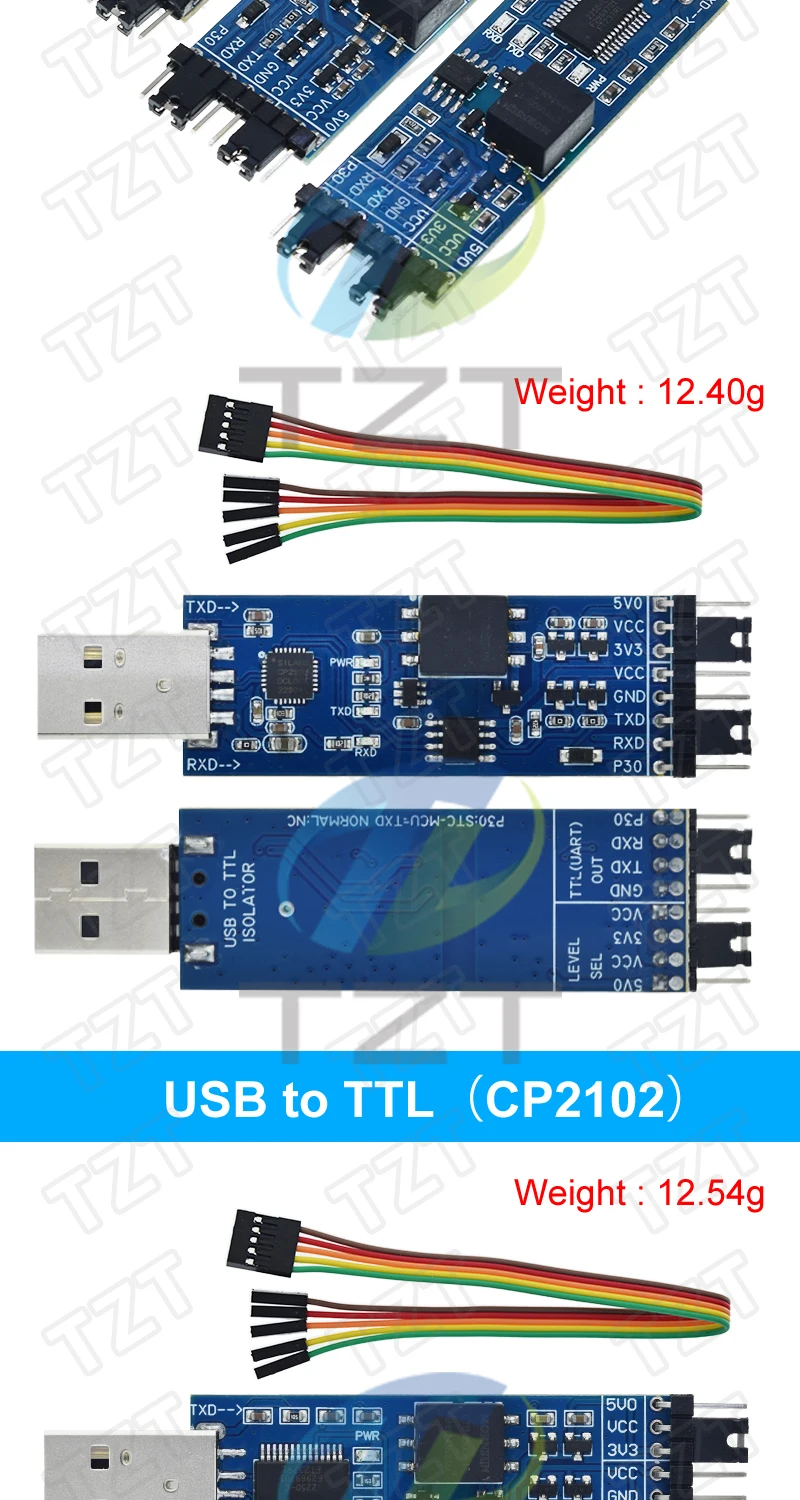 TZT USB zu TTL-Modul FT232 CP2102 CH340 USB zu UART Serial Port-Modul mit 2-Kanal-Signal-Isolationsmodul – Detail 6