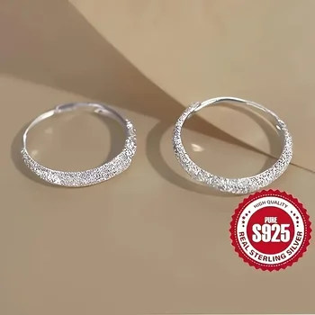 Pure Silvery Earrings For Women Frosted Sparkling Starry Circle Earrings  Valentine's Day Mother's Day Jewelry Gifts 1