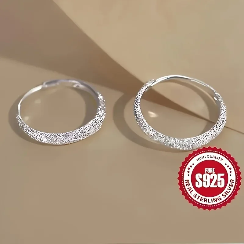 Boucles d'oreilles en argent pur pour femmes, cercle étoilé scintillant givré, bijoux cadeaux pour la saint-valentin et la fête des mères