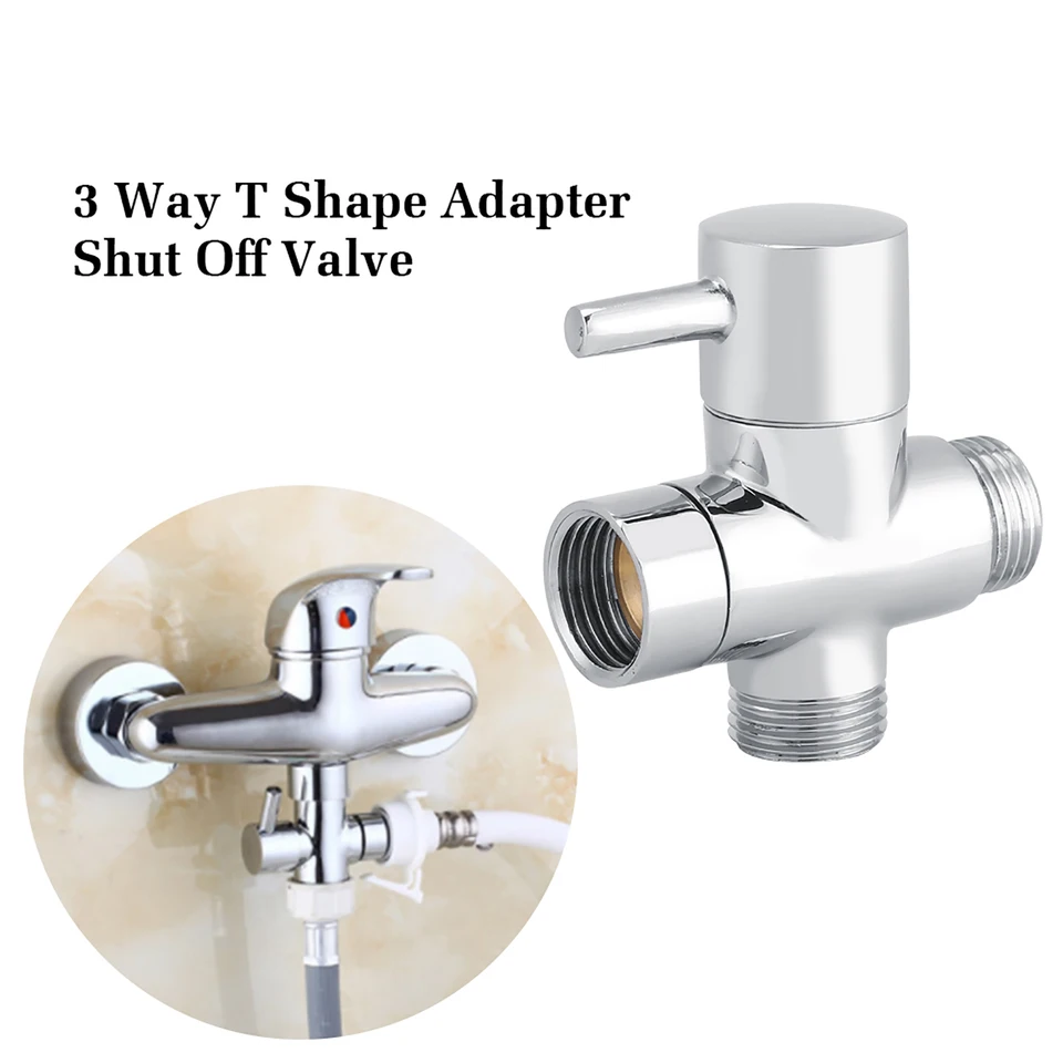 Black Silver 3 Way T-Adapter Diverter Valve For Bathroom Shower Head Accessories G1/2in Shower Faucet Water Splitter Converter