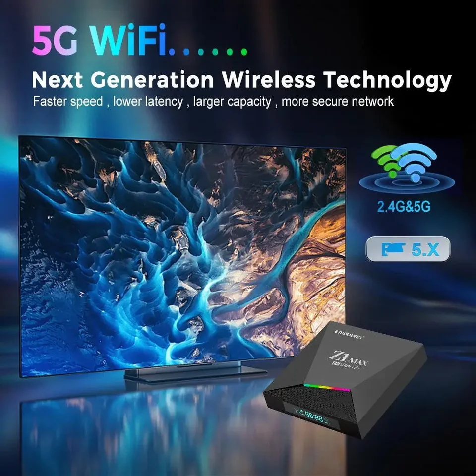 8K TV Box Android 15 Z1 Max 4G 5G Dual WiFi Media Player Support