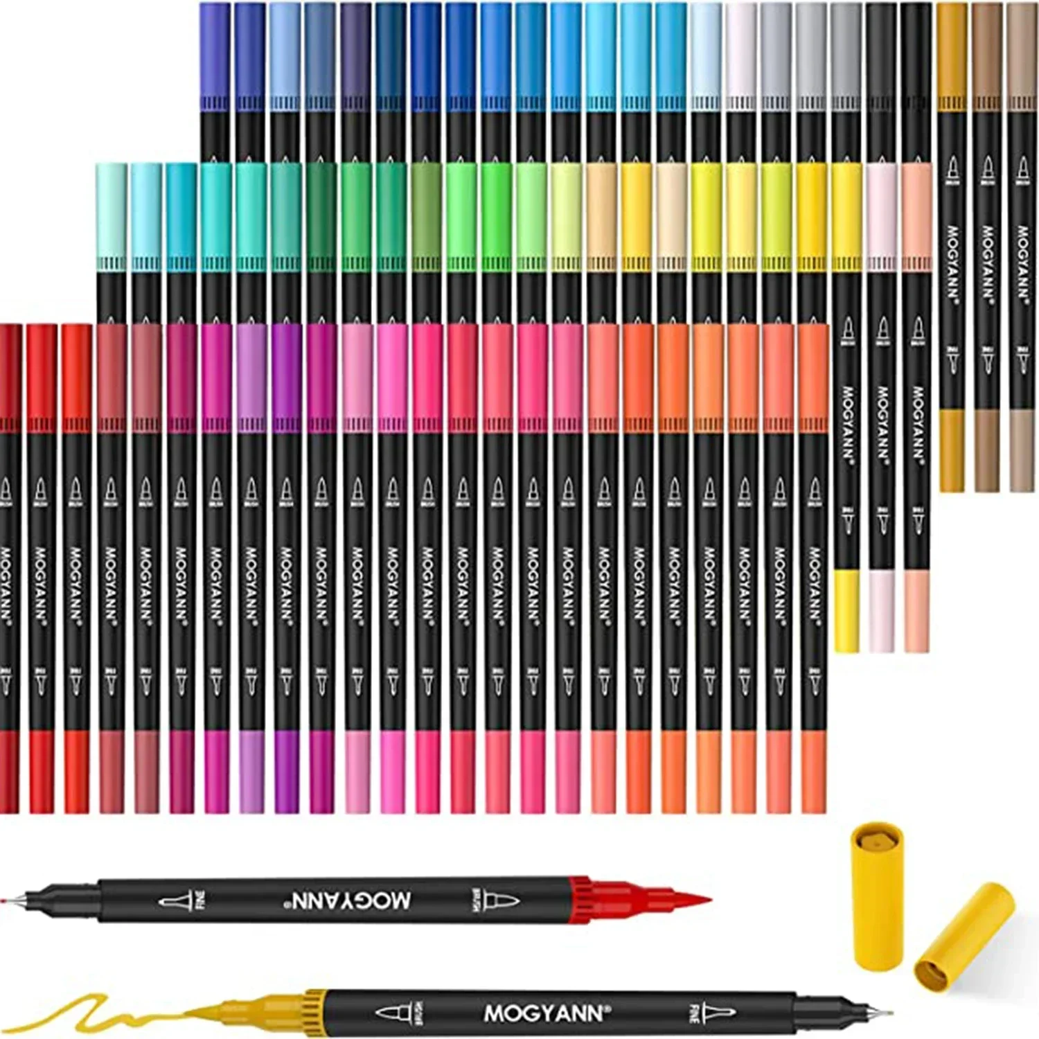 

Watercolor Brush Pens Set Premium Soft Flexible Dual Tips Coloring Brush Pen & Fineliner for Manga, Comic, Calligraphy 72 colors