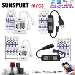1-10PC WS2812 WS2811 Addressable Led Strip Lights WiFi RGB Pixels LED Controller Compatible Alexa/Google Home Magic Home DC5-24V