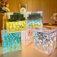 Creative DIY Tulip Night Light Led Decorative Night Lamp Magic Cube Table Lamp and Mirror 2 in 1 for Birthday Gifts Girl Cards 5