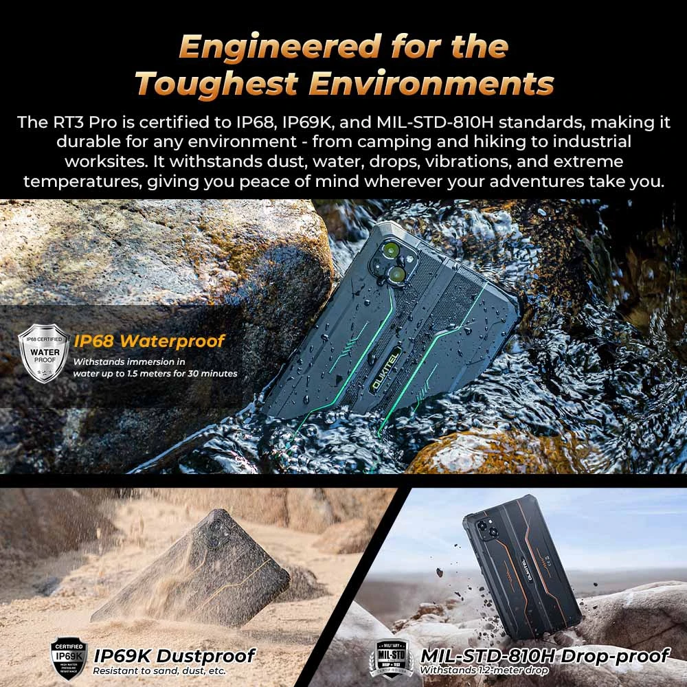OUKITEL RT3 Pro Rugged Tablet PC 4GB+128GB 8.0'' Android 14 MediaTek G81 Octa Core 5150mAh 33W Tablet PC