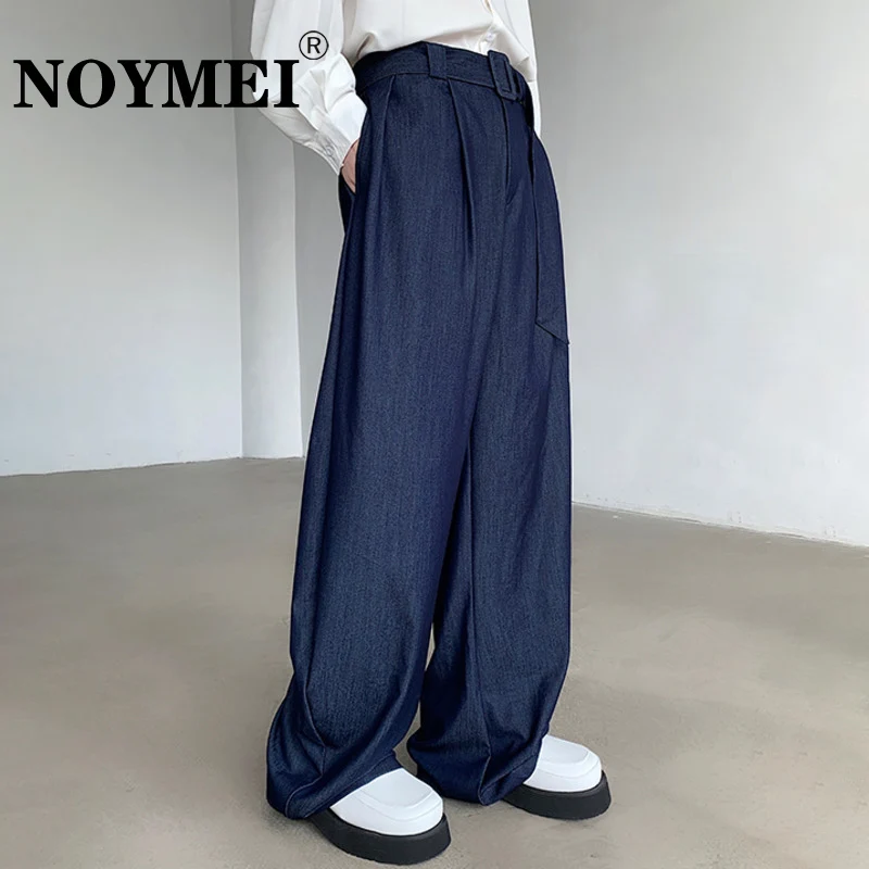NOYMEI 얇은 마체테 바지, 캐주얼 루즈 하이 웨이스트, 단색, 심플한 올 ..