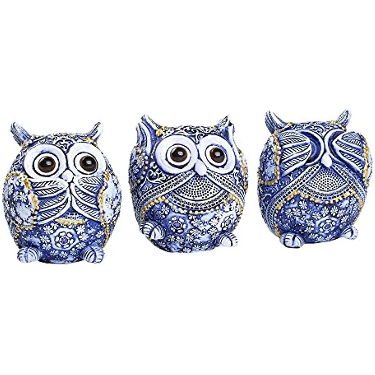 

3pcs Owl Decorative Figurine with Different Gestures Animal Statue Sculpture Home Office Desk Bookshelf Living Room Decorations