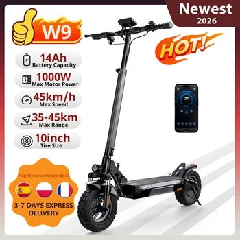 W9 10 pollici Off Road Scooter elettrico 1000W Motore posteriore 48V14Ah Batteria 45 km/h 35-45KM Gamma Freni a doppio disco con APP E Scooter
