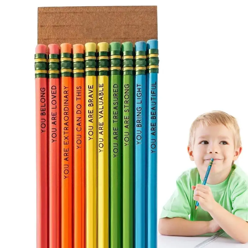 

Motivational Pencils Kids Pencils 10 Pcs Wood Pencils With Motivational Sayings For Classroom Compliment Pencils For Kids Teens