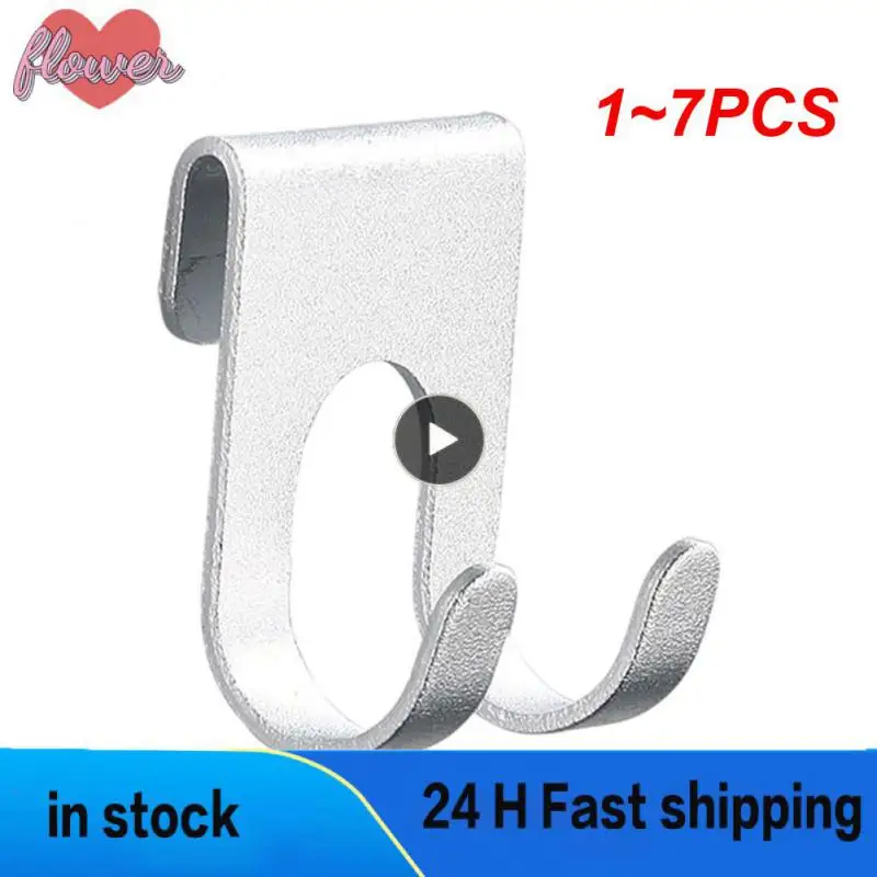 

1~7PCS Aluminum Hook Shower Glass Door Hook Free Hole Towel Rack Hanger Key Organizer plug Shaver Holder Rack Hook