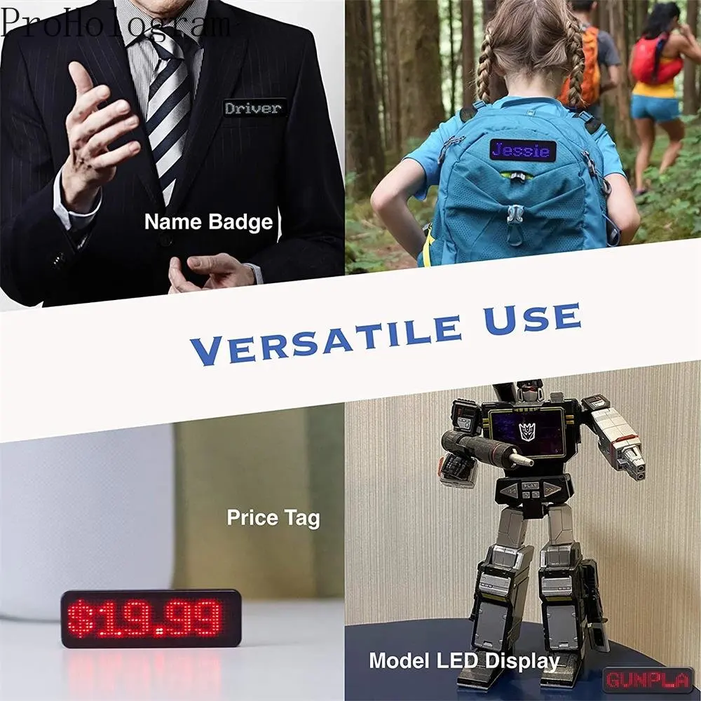 DIY Bluetooth Programmable Scrolling Message Mini LED Name Badge Tag Text Digits Pattern Display Board led message board led display board
